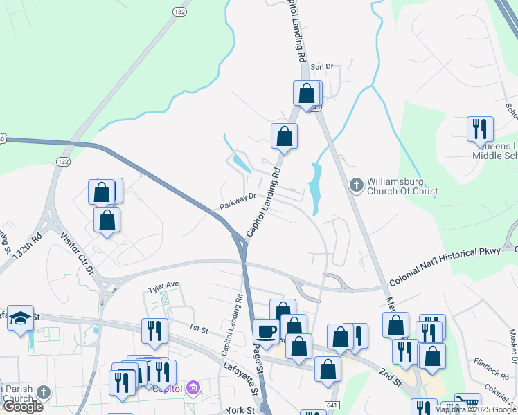 map of restaurants, bars, coffee shops, grocery stores, and more near in Williamsburg