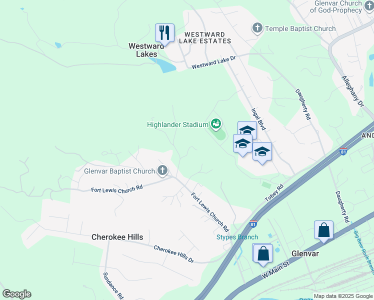 map of restaurants, bars, coffee shops, grocery stores, and more near 4737 Little Bear Road in Salem