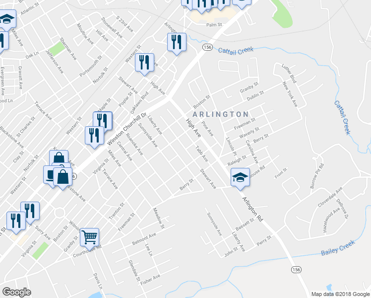 map of restaurants, bars, coffee shops, grocery stores, and more near 2699 Trenton Street in Hopewell