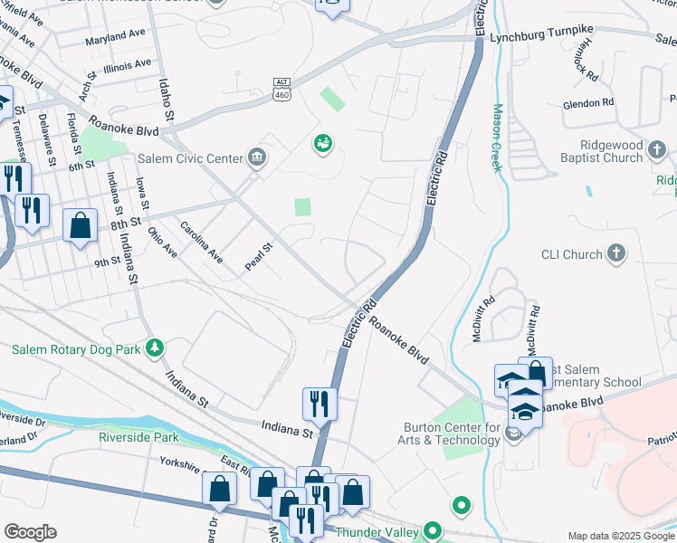 map of restaurants, bars, coffee shops, grocery stores, and more near 929 Glenmore Drive in Salem