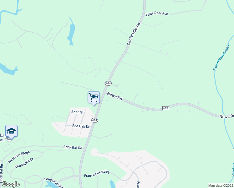 map of restaurants, bars, coffee shops, grocery stores, and more near 3326 News Road in Williamsburg