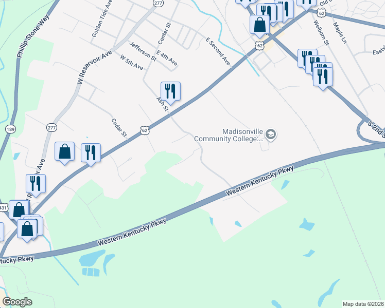 map of restaurants, bars, coffee shops, grocery stores, and more near Fortney Village in Central City
