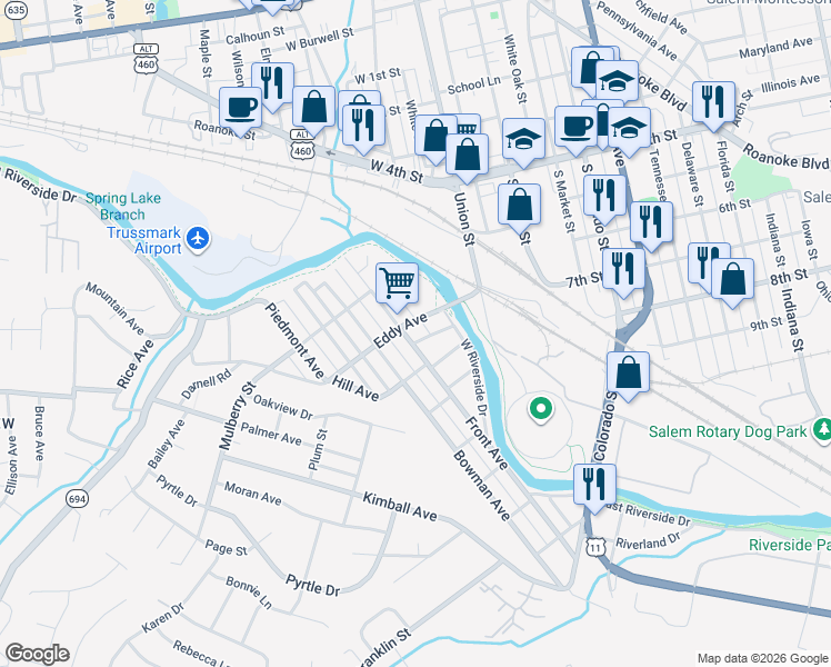 map of restaurants, bars, coffee shops, grocery stores, and more near 614 Front Avenue in Salem