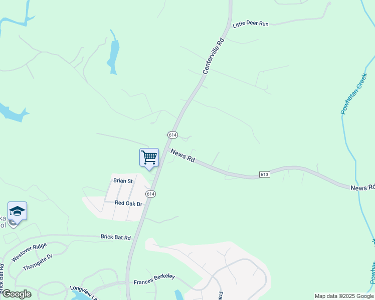 map of restaurants, bars, coffee shops, grocery stores, and more near 3326 News Road in Williamsburg