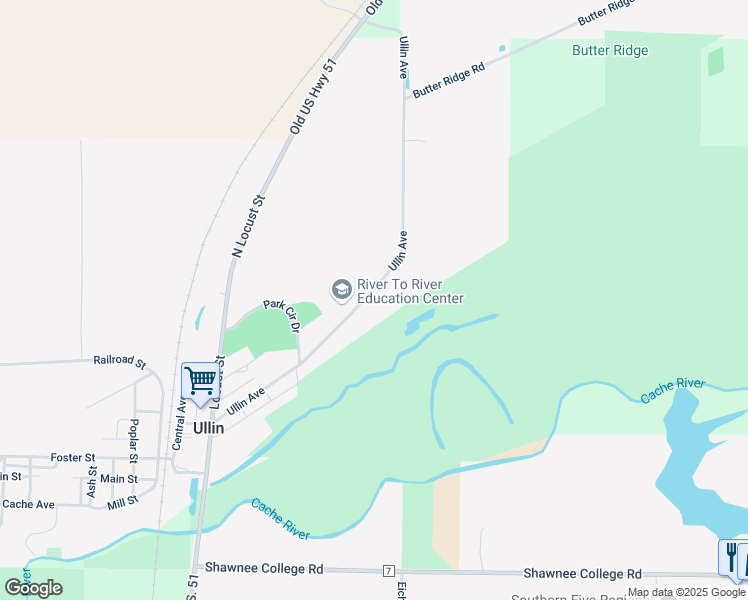 map of restaurants, bars, coffee shops, grocery stores, and more near 610-1100 Ullin Avenue in Ullin