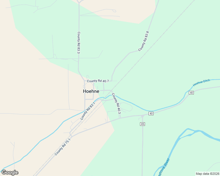 map of restaurants, bars, coffee shops, grocery stores, and more near 42607 County Road 40.6 in Hoehne