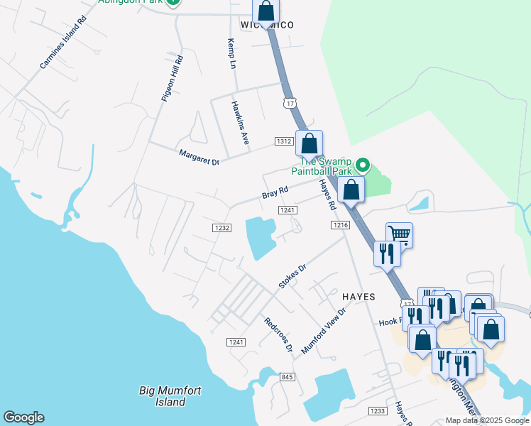 map of restaurants, bars, coffee shops, grocery stores, and more near 2538 Cedarwood Drive in Gloucester Point