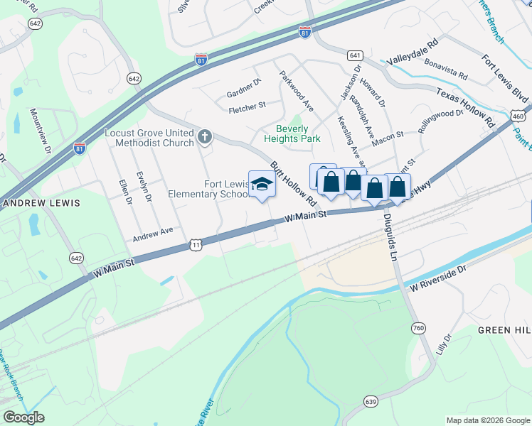 map of restaurants, bars, coffee shops, grocery stores, and more near 3130 W Main St in Salem