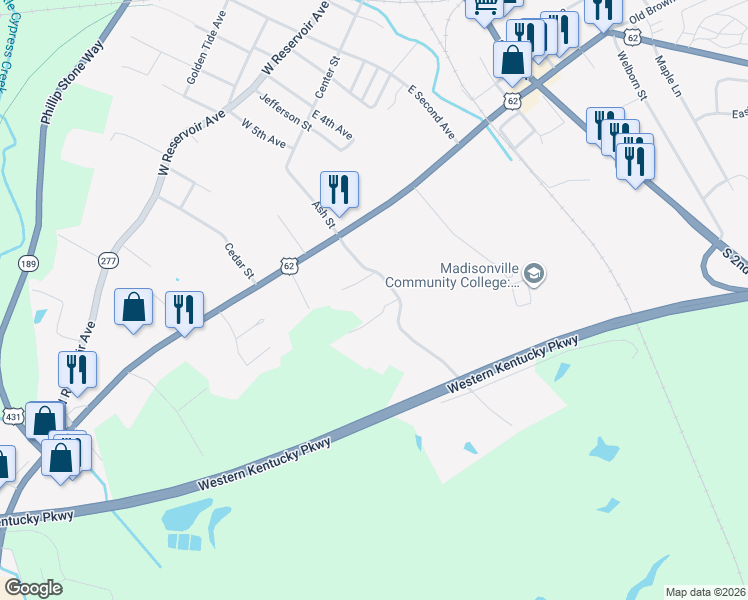 map of restaurants, bars, coffee shops, grocery stores, and more near Fortney Village in Central City