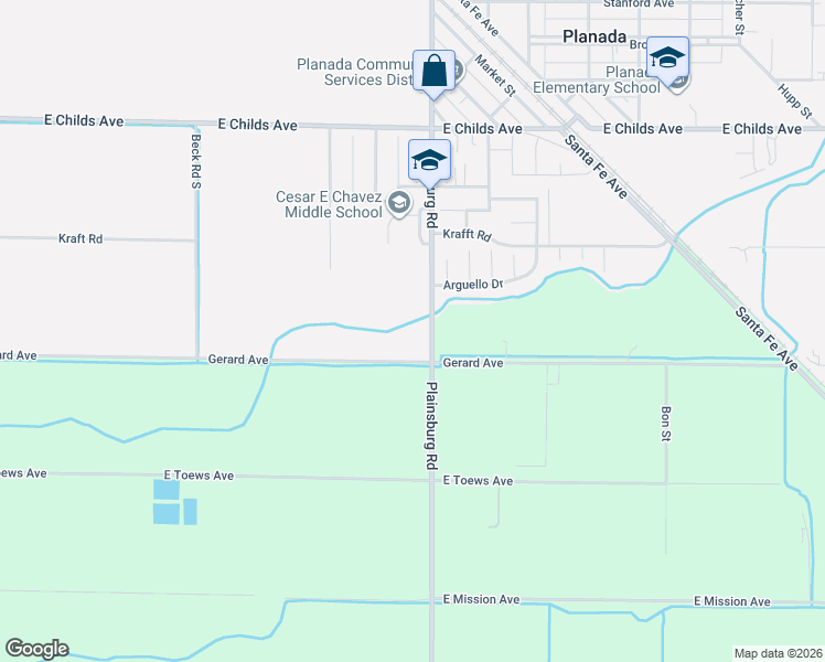map of restaurants, bars, coffee shops, grocery stores, and more near Gerard Avenue in Le Grand