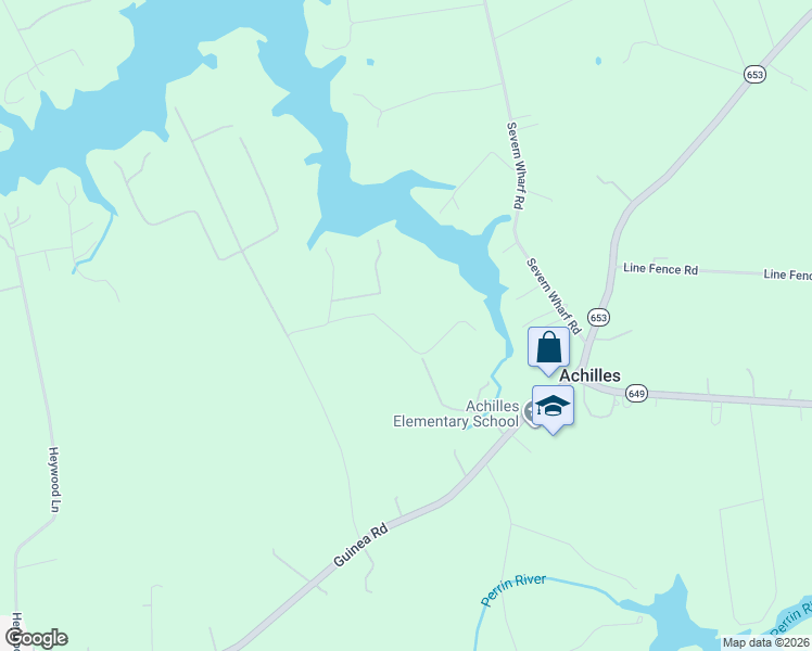 map of restaurants, bars, coffee shops, grocery stores, and more near 2578 Snowden Lane in Gloucester County