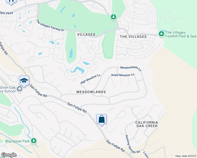 map of restaurants, bars, coffee shops, grocery stores, and more near 3165 Meadowlands Lane in San Jose
