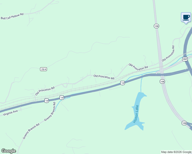 map of restaurants, bars, coffee shops, grocery stores, and more near Old Princeton Road in Bluefield