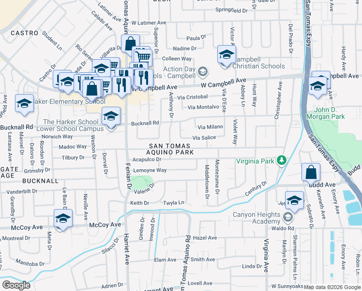 map of restaurants, bars, coffee shops, grocery stores, and more near in San Jose