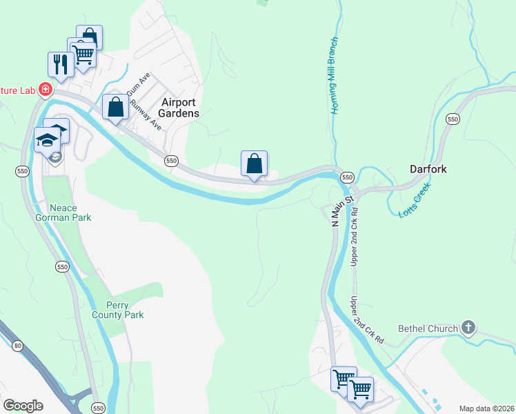 map of restaurants, bars, coffee shops, grocery stores, and more near 101 Sonny Drive in Hazard