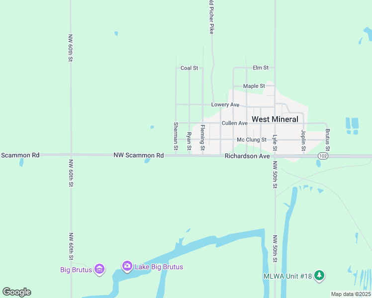 map of restaurants, bars, coffee shops, grocery stores, and more near 105 Ryan Street in Scammon