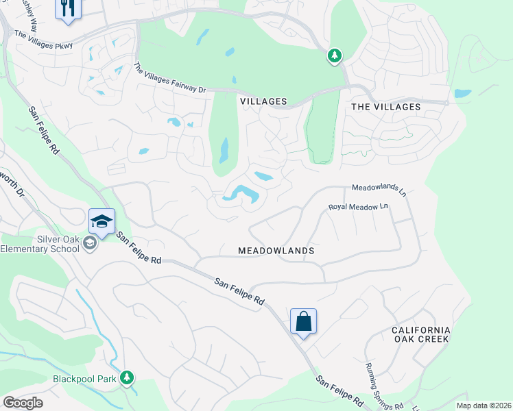 map of restaurants, bars, coffee shops, grocery stores, and more near 8423 Chenin Blanc Lane in San Jose