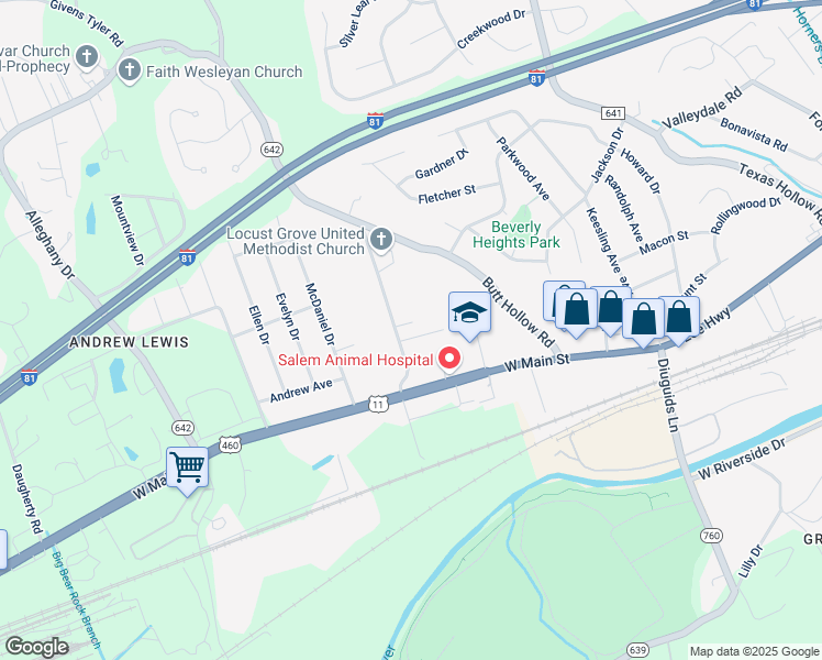 map of restaurants, bars, coffee shops, grocery stores, and more near 3336 Fort Lewis Circle in Salem