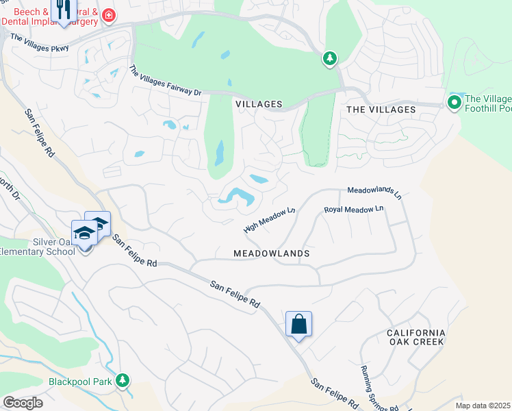 map of restaurants, bars, coffee shops, grocery stores, and more near 8415 Chenin Blanc Lane in San Jose