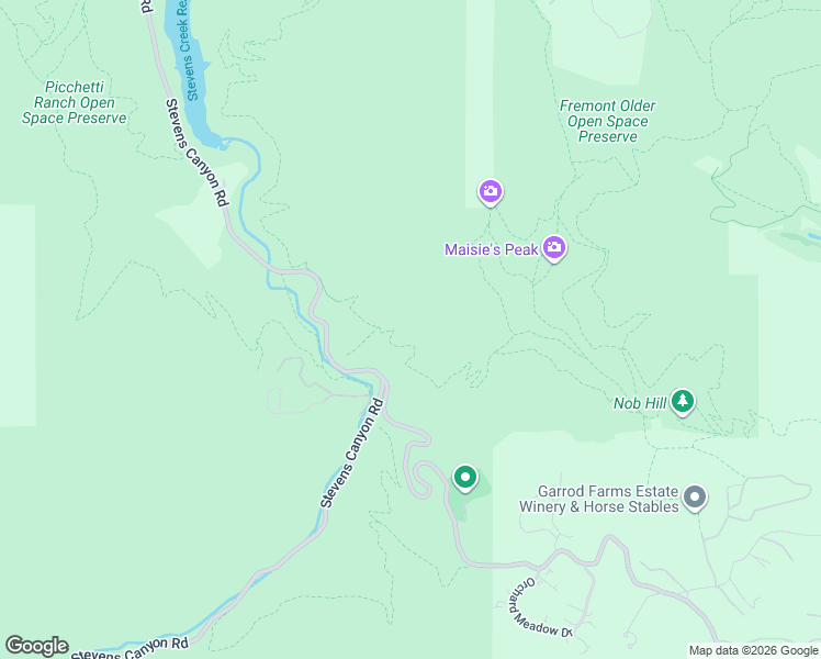 map of restaurants, bars, coffee shops, grocery stores, and more near Lookout Trail in Saratoga
