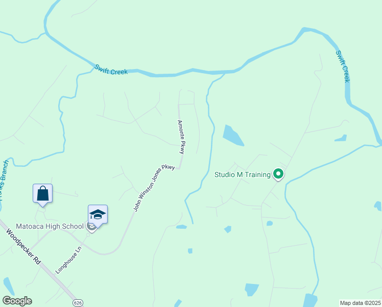 map of restaurants, bars, coffee shops, grocery stores, and more near 17430 Simmons Branch Terrace in Chesterfield