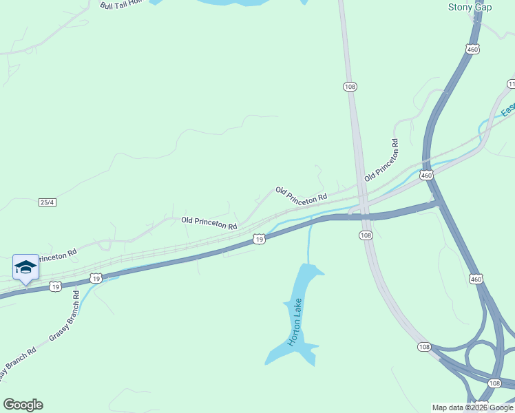 map of restaurants, bars, coffee shops, grocery stores, and more near Old Princeton Road in Bluefield