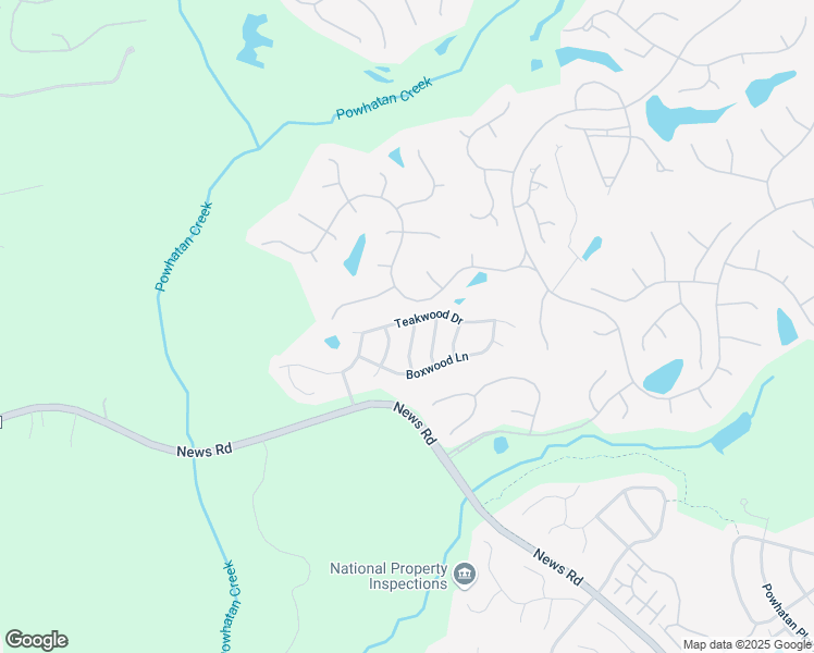 map of restaurants, bars, coffee shops, grocery stores, and more near 4216 Teakwood Drive in Williamsburg