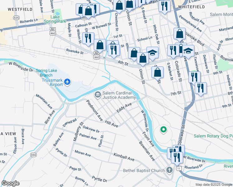 map of restaurants, bars, coffee shops, grocery stores, and more near 903 Front Avenue in Salem