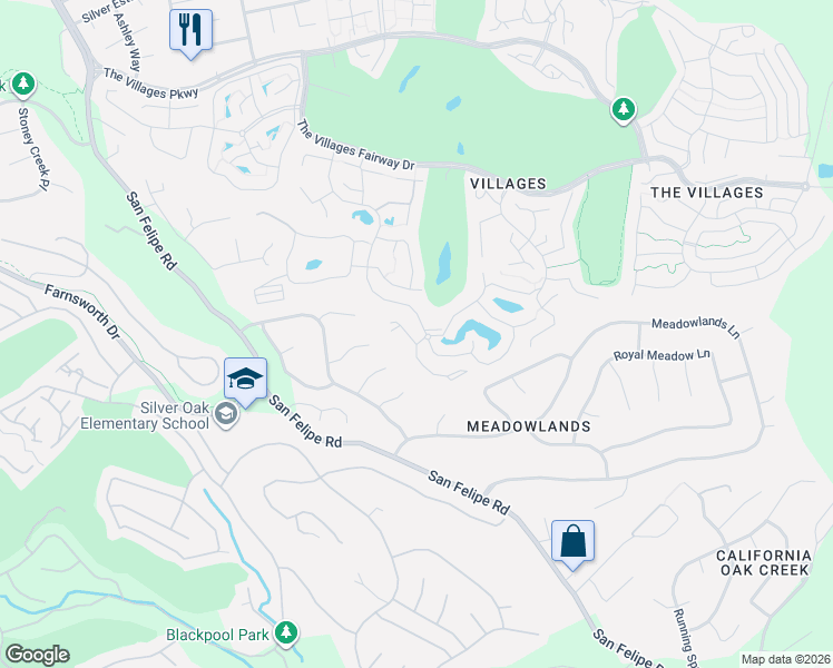 map of restaurants, bars, coffee shops, grocery stores, and more near 8468 Traminer Court in San Jose