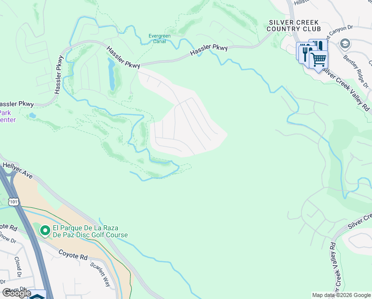 map of restaurants, bars, coffee shops, grocery stores, and more near 1860 Shady Grove Place in San Jose