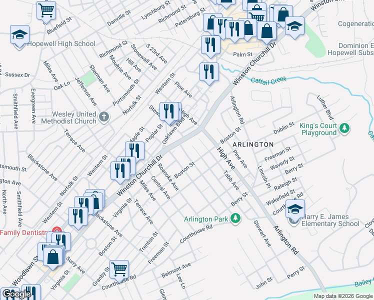map of restaurants, bars, coffee shops, grocery stores, and more near 1020 Liberty Avenue in Hopewell