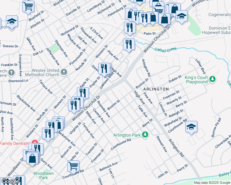 map of restaurants, bars, coffee shops, grocery stores, and more near 1020 Liberty Avenue in Hopewell