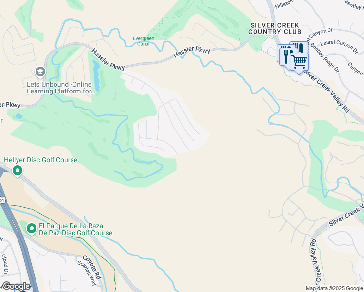 map of restaurants, bars, coffee shops, grocery stores, and more near 4761 Hill Top View Place in San Jose