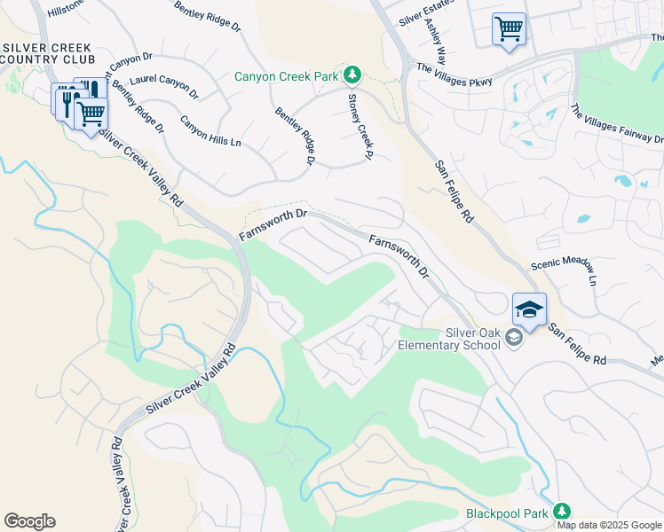 map of restaurants, bars, coffee shops, grocery stores, and more near 5292 Apennines Circle in San Jose