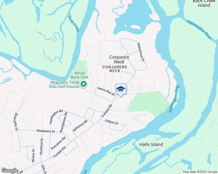 map of restaurants, bars, coffee shops, grocery stores, and more near 106 Watercress Court in Colonial Heights