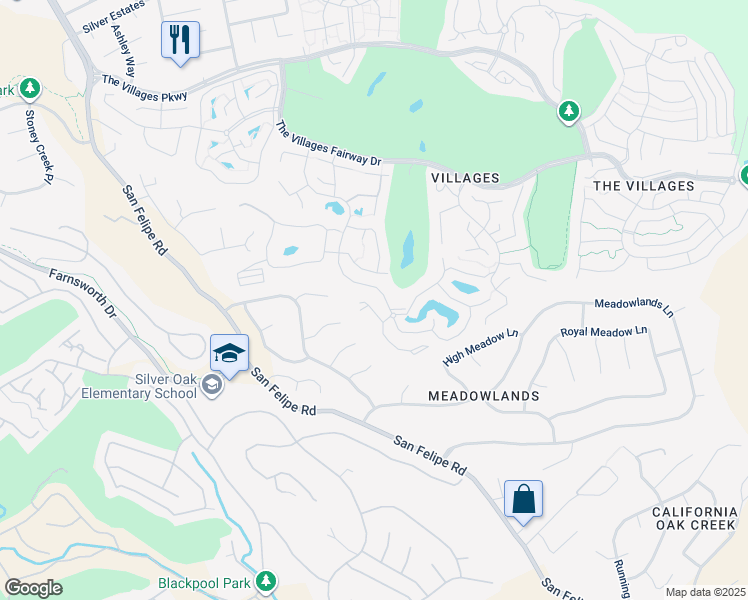 map of restaurants, bars, coffee shops, grocery stores, and more near 8457 Traminer Court in San Jose