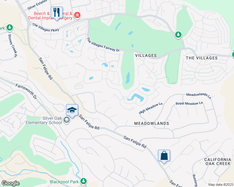 map of restaurants, bars, coffee shops, grocery stores, and more near 8457 Traminer Court in San Jose