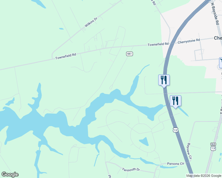map of restaurants, bars, coffee shops, grocery stores, and more near 21435 Obedience Lane in Cape Charles
