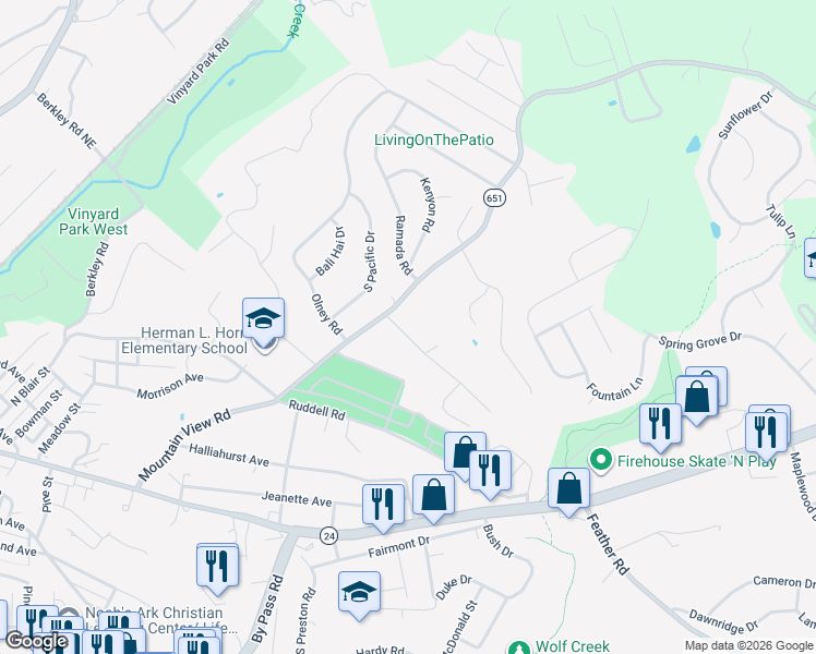 map of restaurants, bars, coffee shops, grocery stores, and more near 1604 Callie Ct in Vinton