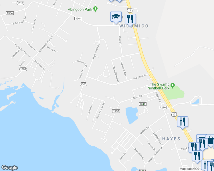 map of restaurants, bars, coffee shops, grocery stores, and more near 7080 Margaret Drive in Gloucester Point