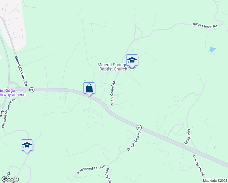 map of restaurants, bars, coffee shops, grocery stores, and more near 1177 Jeters Chapel Road in Vinton