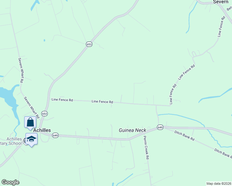 map of restaurants, bars, coffee shops, grocery stores, and more near 9533 Line Fence Road in Gloucester County