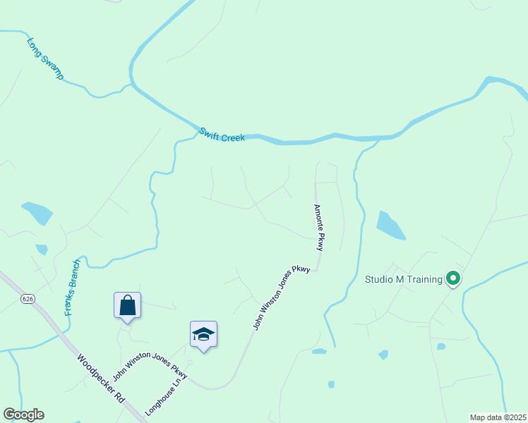 map of restaurants, bars, coffee shops, grocery stores, and more near 17401 Creekbed Road in Chesterfield