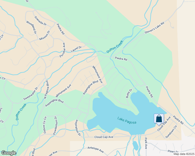 map of restaurants, bars, coffee shops, grocery stores, and more near 384 Monument Avenue in Pagosa Springs