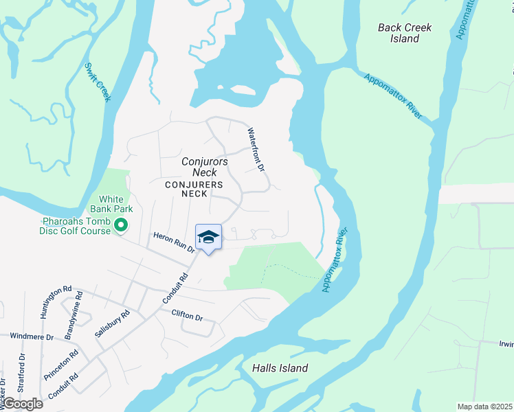 map of restaurants, bars, coffee shops, grocery stores, and more near 125 Old Brickhouse Lane in Colonial Heights