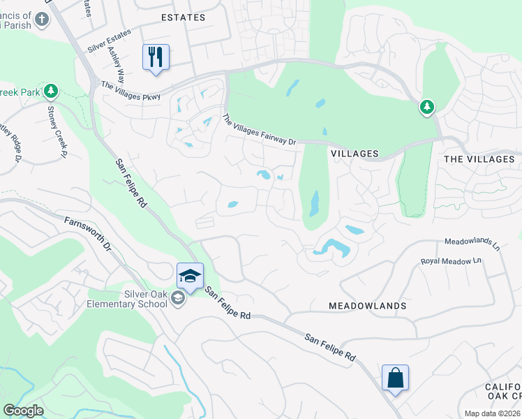 map of restaurants, bars, coffee shops, grocery stores, and more near 6361 Whaley Drive in San Jose