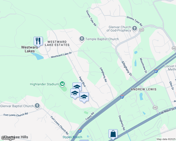 map of restaurants, bars, coffee shops, grocery stores, and more near 4264 Spicewood Lane in Salem