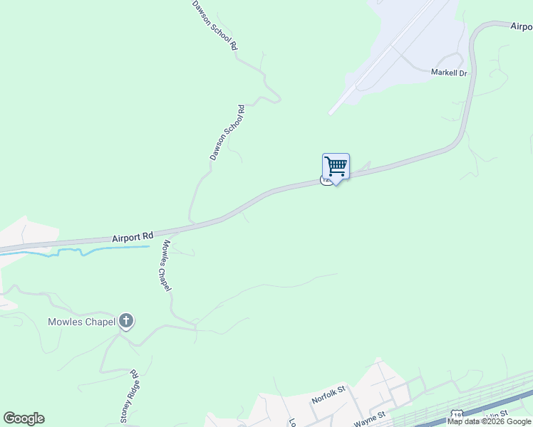 map of restaurants, bars, coffee shops, grocery stores, and more near 222 Airport Road in Bluefield