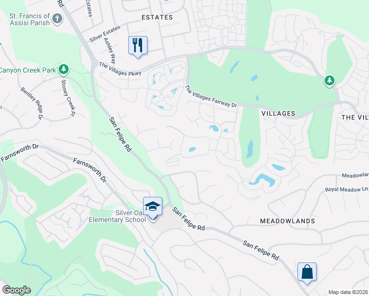 map of restaurants, bars, coffee shops, grocery stores, and more near 6336 Whaley Drive in San Jose