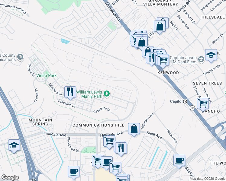 map of restaurants, bars, coffee shops, grocery stores, and more near 240 Agustin Narvaez Street in San Jose